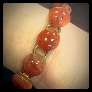 Vintage 1970s Polished Carnelian Stone Bracelet
