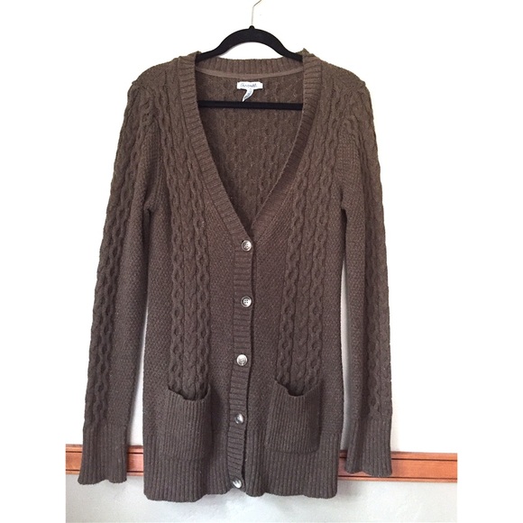 Brown with confetti neon colors mixed in cardigan