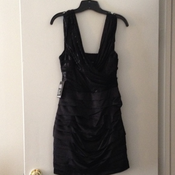Sequin and Satin Little Black Dress