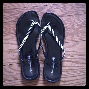 Zebra strap flip flops
