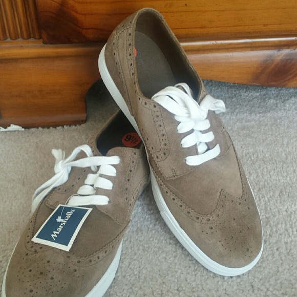 Rockport Mens Taupe Suede Rubber Bottom Oxford