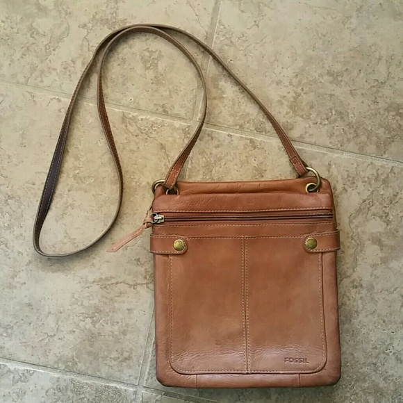 Fossil Crossbody Leather Purse Brown Handbag