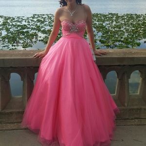 Pink ballgown prom dress