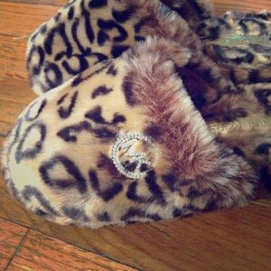 Michael Kors Faux Fur Leopard Slippers
