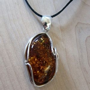 Cognac amber pendant
