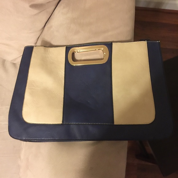 Cream / blue handbag