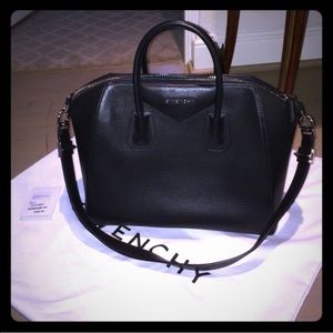 Givenchy antigona black pebbled leather bag