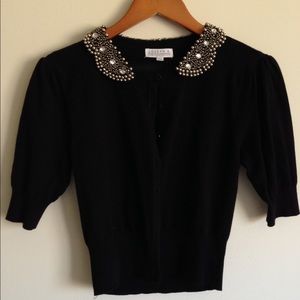 Black Embellished Collar Cardigan