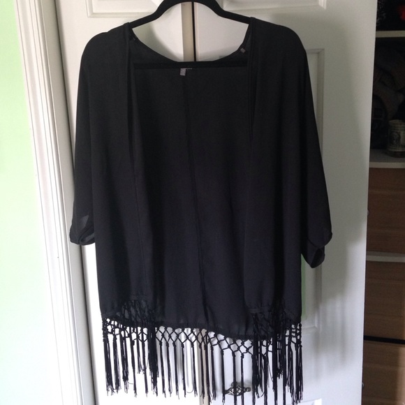 Charlotte Russe fringe kimono