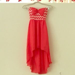 Coral chiffon high low summer dress