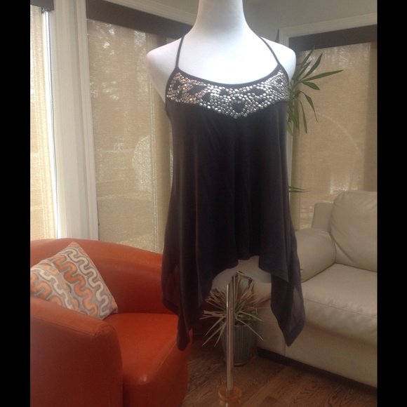 Guess embellished tank with cross over back NWT
