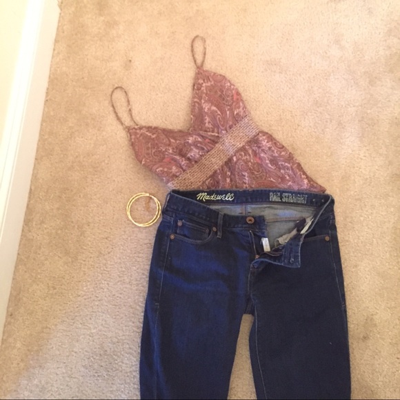 Madewell jeans, rail straight, dark washed