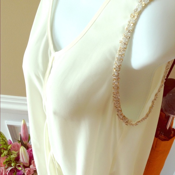 Beaded Cream Chiffon Blouse