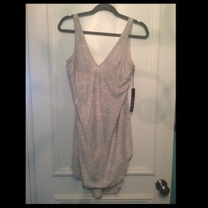 Grey Lace Print Velvet Dress