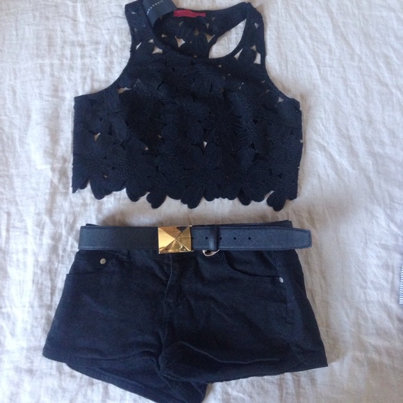 Lace racerback crop top