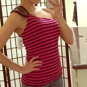 SOLD Beautiful 1 shoulder striped shirt