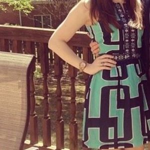 Crown and ivy teal, navy, and white dress size 2P