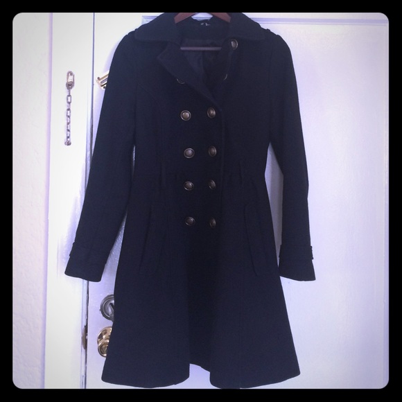 Black winter coat with flared bottom