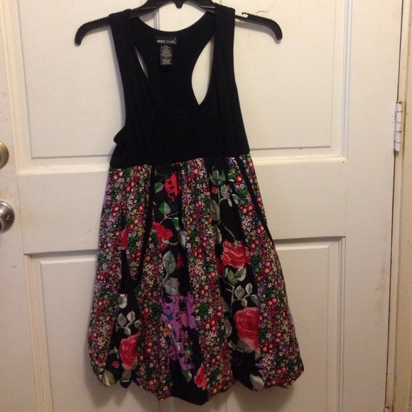 Floral skirt, black tank dress size small