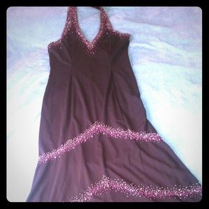 Black Holter Gown with beading