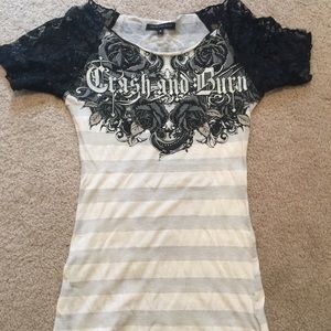 Crash and burn tee
