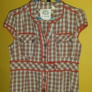 NWOT E-Klah orange plaid dress