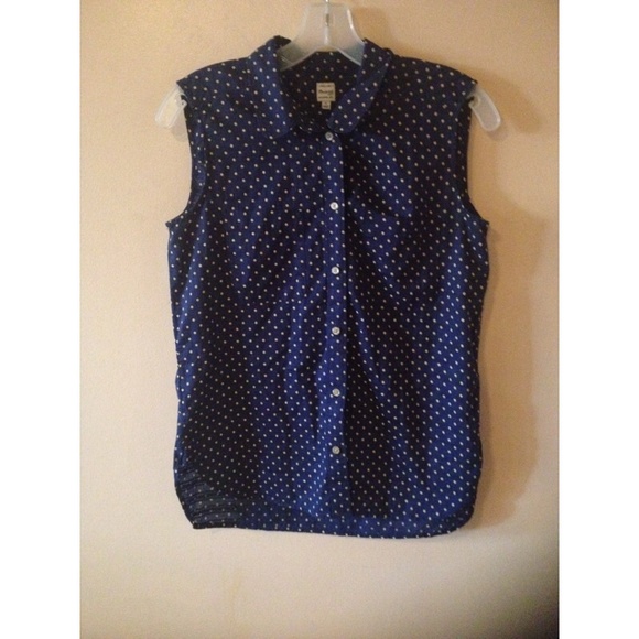 Madewell Tops - Madewell Navy & Tan Polka Dot Top