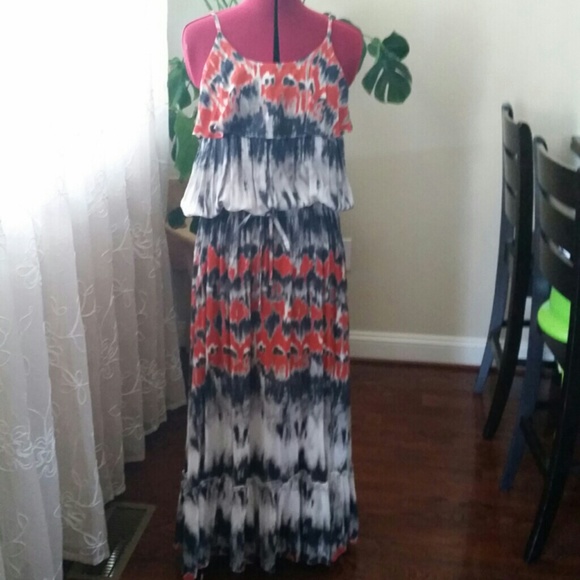 Bohemian Spaghetti Strap Frill Trim Maxi Dress