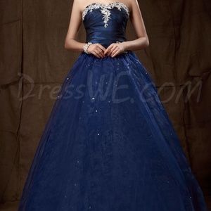Long Blue Elegant Prom Dress