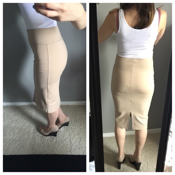 Beige pencil skirt FINAL SALE - Picture 2 of 3