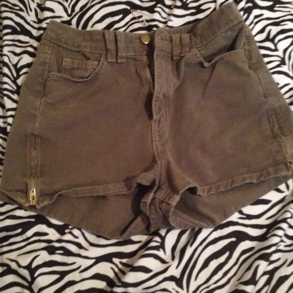 High waisted jean green shorts