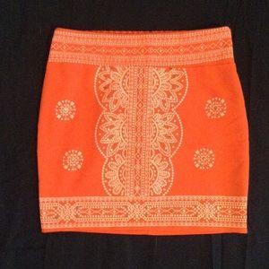 Coral Printed Pencil Skirt