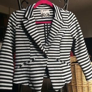 Gray and black striped blazer