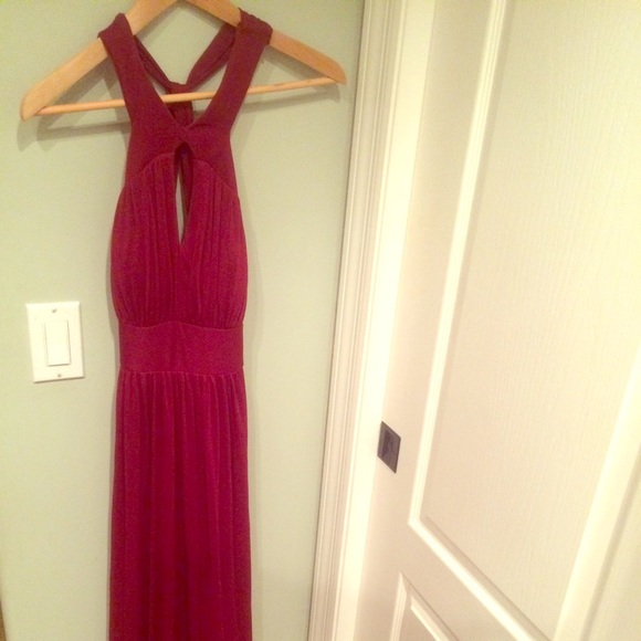 Dark rose red prom dress