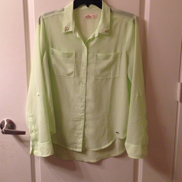 Lime green button down shirt