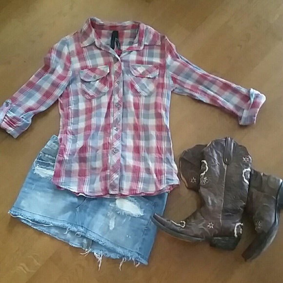 Seven jeans plaid button up