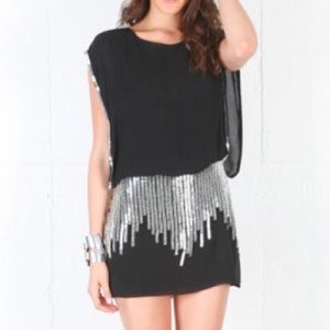 Parker Black Mini Dress With Silver Sequins