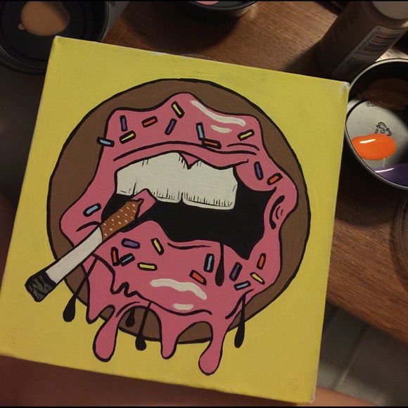 smoking donut on canvas painting