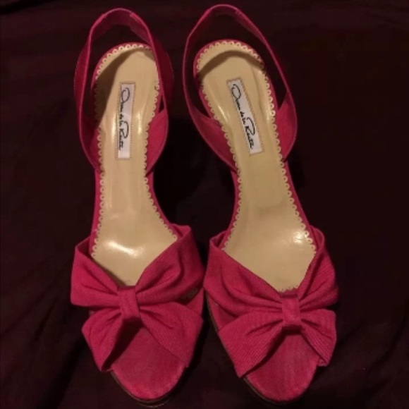 Oscar de la Renta pink grosgrain heeled pump 39/9