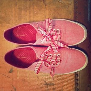 City Sneaks red chambray sneakers