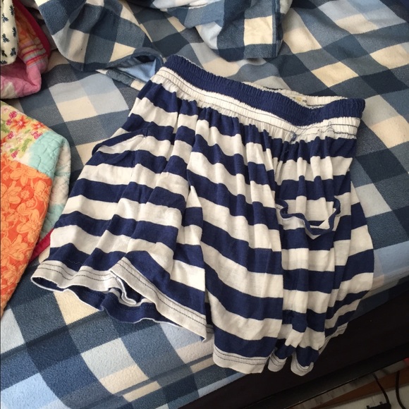 Blue and white striped skirt