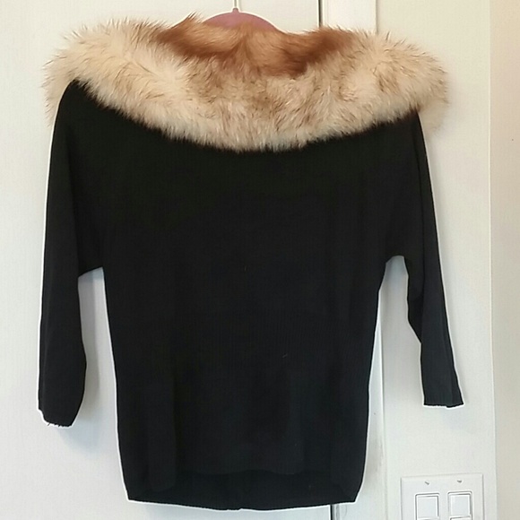 Willi Smith Fur Collar Silk Sweater M - Picture 5 of 14