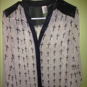 Black and Cream cross blouse