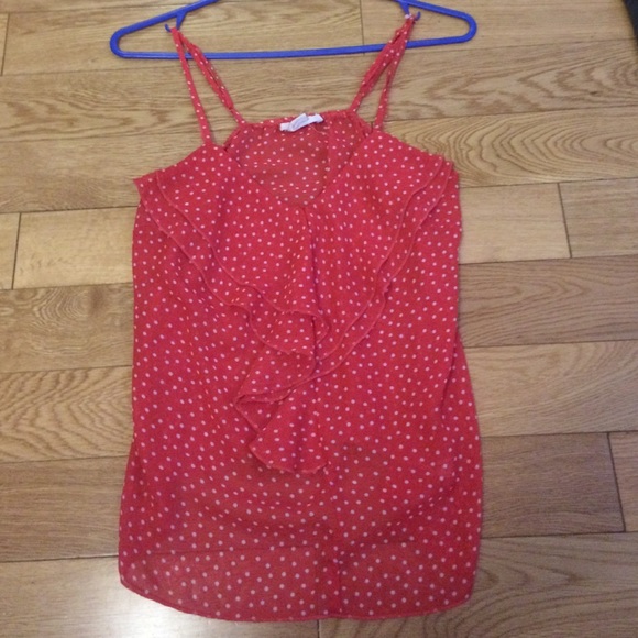 Very cute ruffled polka dot blouse!