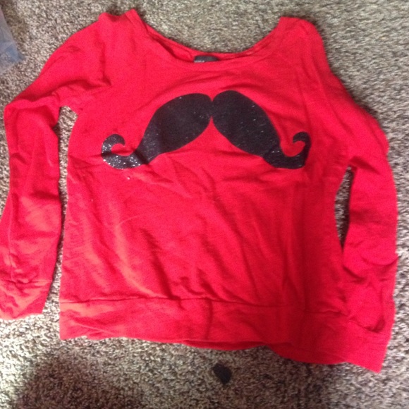 wet seal mustache long sleeved sweater