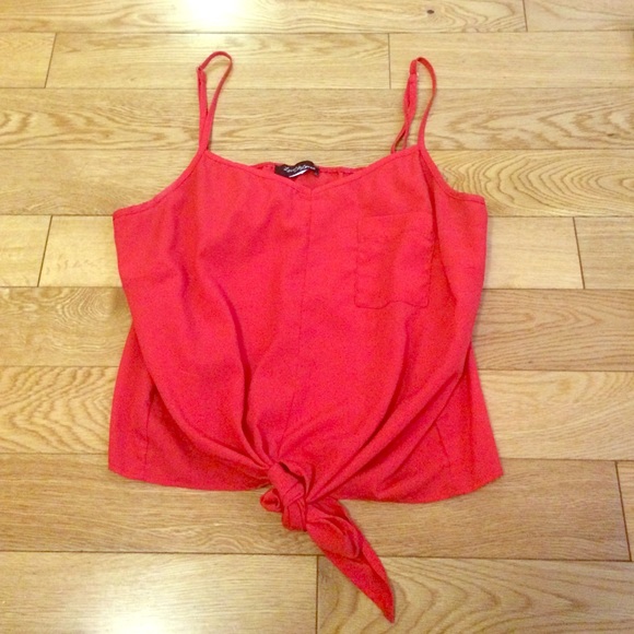 Red Crop Pocket Blouse
