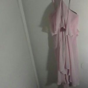 Coral pink high-low prom dress