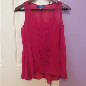 fuschia sheer top