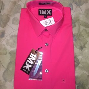 Hot pink men's button up shirt