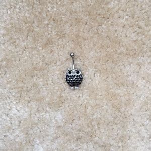 Black owl belly button ring